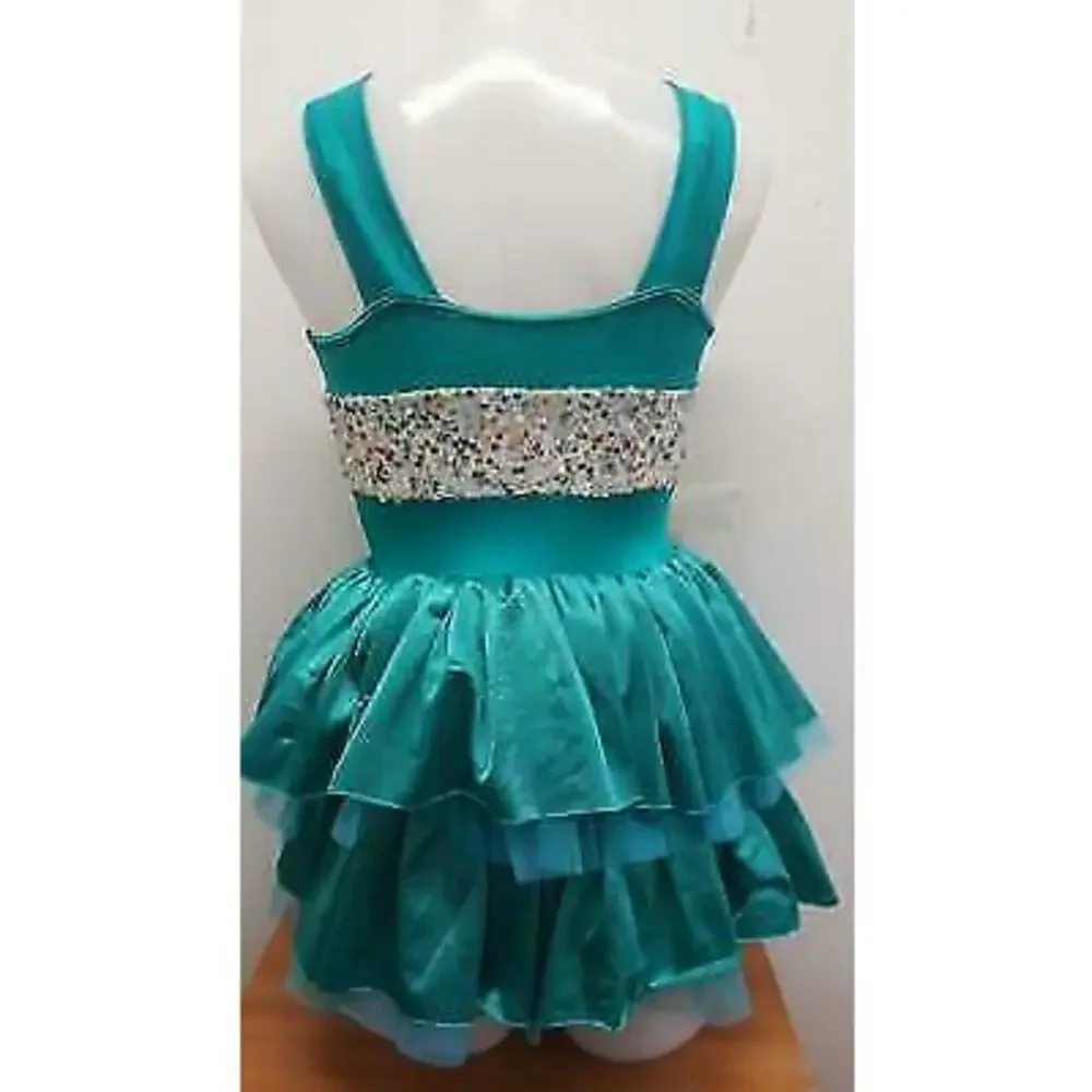 Pre-Owned Dance Costume Curtain Call E1787 Large Child Teal Jazz